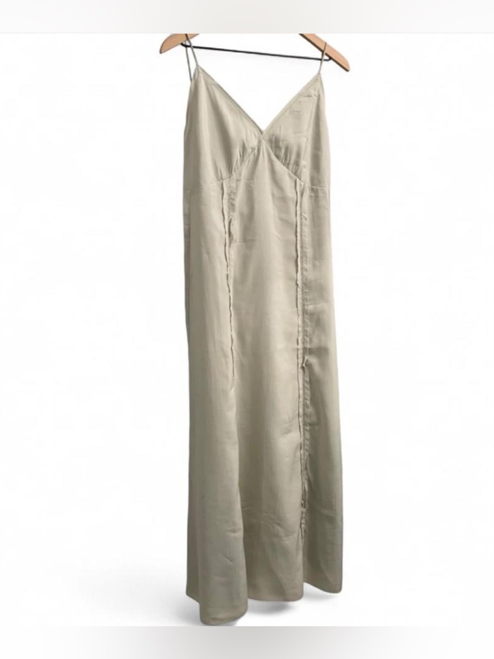 H&M sage green tie-detail spaghetti strap dress size small